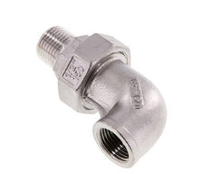 Raccord union coudé 90deg 1/2'' Mâle R x Femelle Rp Acier inoxydable Joint plat PTFE 16bar (224.8psi)