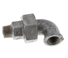 90deg Angled Union Connector 3/8'' Male R x Female Rp Cast Iron Flat Seal Centellen 25bar (351.25psi)