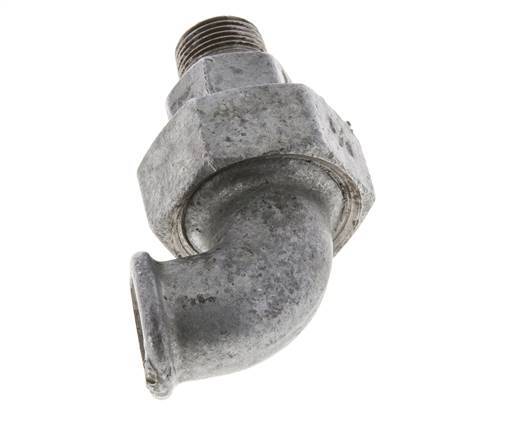 90deg Angled Union Connector 3/8'' Male R x Female Rp Cast Iron Flat Seal Centellen 25bar (351.25psi)
