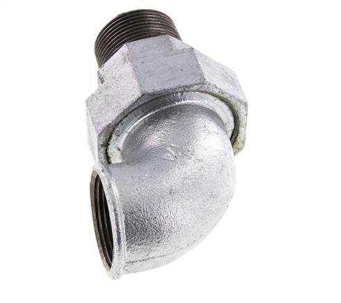 90deg Angled Union Connector 1 1/4'' Male R x Female Rp Cast Iron Flat Seal Centellen 25bar (351.25psi)