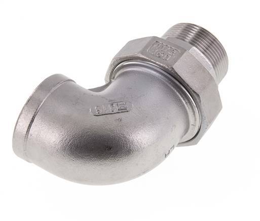 Raccord union coudé 90deg 1 1/4'' Mâle R x Femelle Rp Acier inoxydable Joint plat PTFE 16bar (224.8psi)