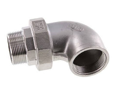Raccord union coudé 90deg 1 1/4'' Mâle R x Femelle Rp Acier inoxydable Joint plat PTFE 16bar (224.8psi)
