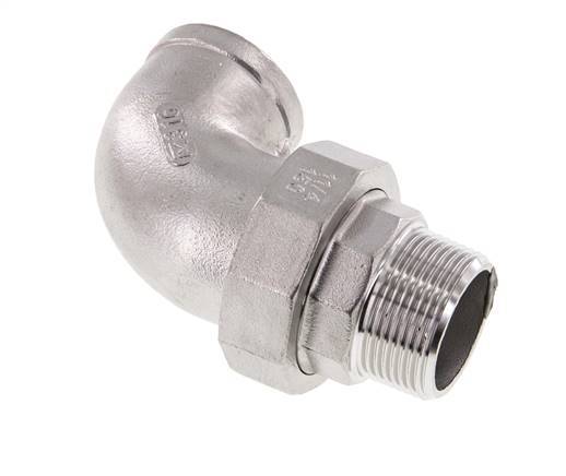 Raccord union coudé 90deg 1 1/2'' Mâle R x Femelle Rp Acier inoxydable Joint plat PTFE 16bar (224.8psi)