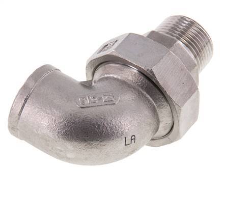 Raccord union coudé 90deg 3/4'' Mâle R x Femelle Rp Acier inoxydable Joint plat PTFE 16bar (224.8psi)