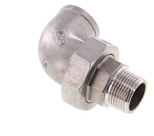 Raccord union coudé 90deg 3/4'' Mâle R x Femelle Rp Acier inoxydable Joint plat PTFE 16bar (224.8psi)