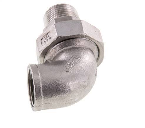 Raccord union coudé 90deg 3/4'' Mâle R x Femelle Rp Acier inoxydable Joint plat PTFE 16bar (224.8psi)