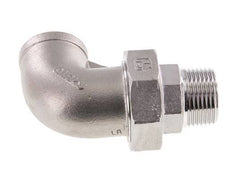 90deg Angled Union Connector 1'' Male R x Female Rp Stainless Steel Flat Seal PTFE 16bar (224.8psi)