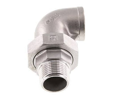Raccord union coudé 90deg 1'' Mâle R x Femelle Rp Acier inoxydable Joint plat PTFE 16bar (224.8psi)