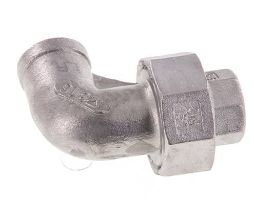 Raccord union 90deg Rp3/8'' femelle en acier inoxydable joint conique 16bar (224.8psi)