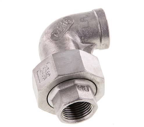 Raccord union 90deg Rp3/8'' femelle en acier inoxydable joint conique 16bar (224.8psi)