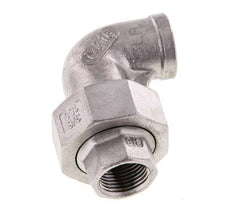 Raccord union 90deg Rp3/8'' femelle en acier inoxydable joint conique 16bar (224.8psi)
