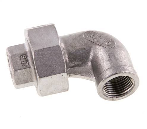 Raccord union 90deg Rp3/8'' femelle en acier inoxydable joint conique 16bar (224.8psi)