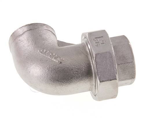 Connecteur union 90deg Rp1'' femelle en acier inoxydable joint conique 16bar (224.8psi)