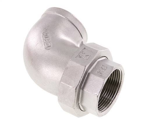 Raccord union 90deg Rp1 1/2'' femelle en acier inoxydable joint conique 16bar (224.8psi)