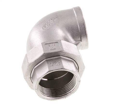 Raccord union 90deg Rp1 1/2'' femelle en acier inoxydable joint conique 16bar (224.8psi)
