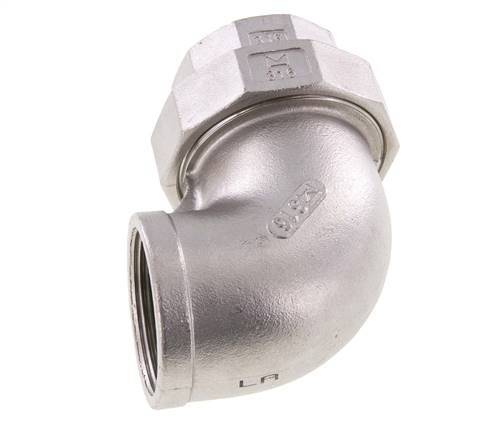 Raccord union 90deg Rp1 1/2'' femelle en acier inoxydable joint conique 16bar (224.8psi)
