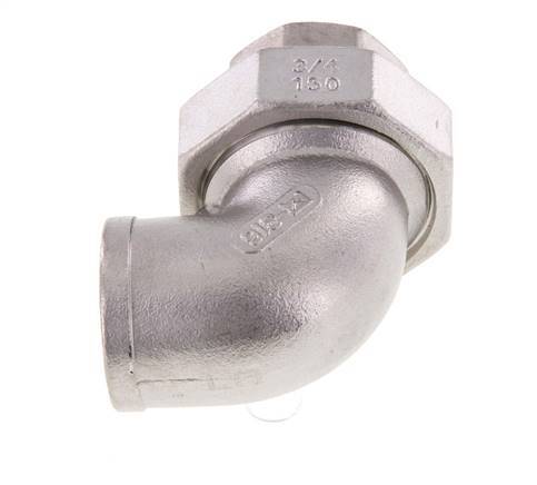 Raccord union 90deg Rp3/4'' femelle en acier inoxydable joint conique 16bar (224.8psi)