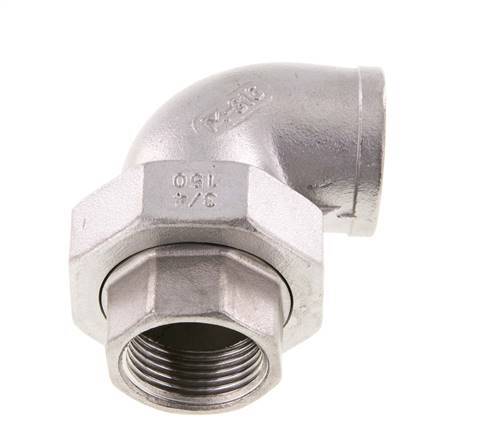 Raccord union 90deg Rp3/4'' femelle en acier inoxydable joint conique 16bar (224.8psi)