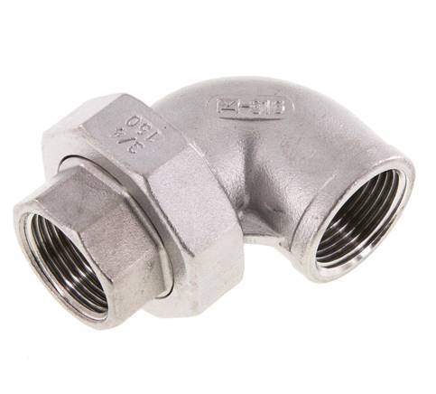 Raccord union 90deg Rp3/4'' femelle en acier inoxydable joint conique 16bar (224.8psi)