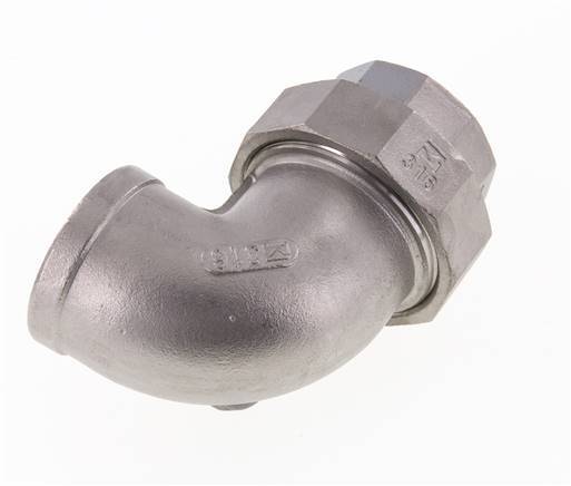 Raccord union 90deg Rp1 1/4'' femelle en acier inoxydable joint conique 16bar (224.8psi)