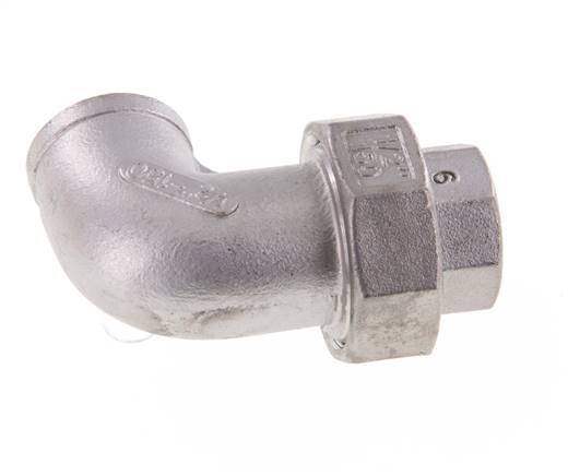 Connecteur union 90deg Rp1/2'' femelle en acier inoxydable joint conique 16bar (224.8psi)