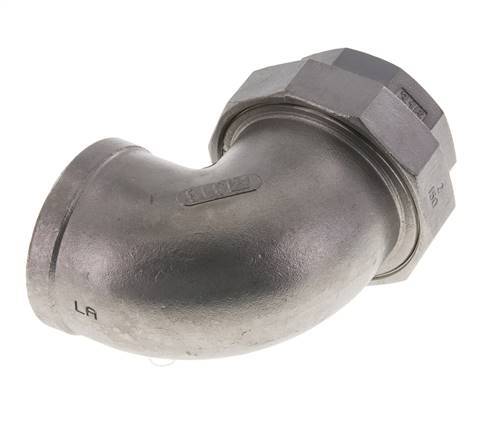 Raccord union coudé 90deg Rp2'' femelle Acier inoxydable Joint plat PTFE 16bar (224.8psi)