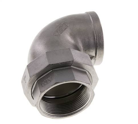 Raccord union coudé 90deg Rp2'' femelle Acier inoxydable Joint plat PTFE 16bar (224.8psi)