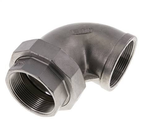 Raccord union coudé 90deg Rp2'' femelle Acier inoxydable Joint plat PTFE 16bar (224.8psi)