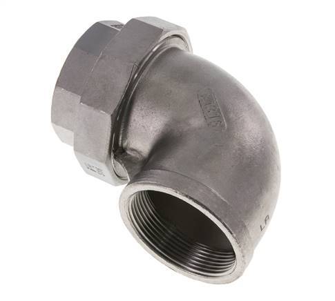 Raccord union coudé 90deg Rp2'' femelle Acier inoxydable Joint plat PTFE 16bar (224.8psi)