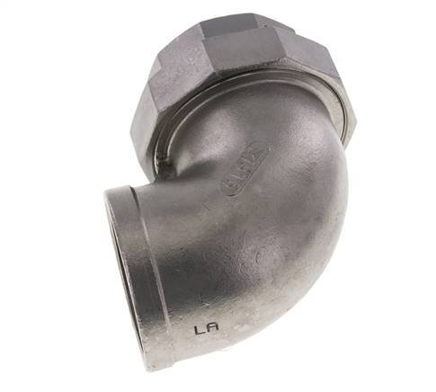 Raccord union coudé 90deg Rp2'' femelle Acier inoxydable Joint plat PTFE 16bar (224.8psi)