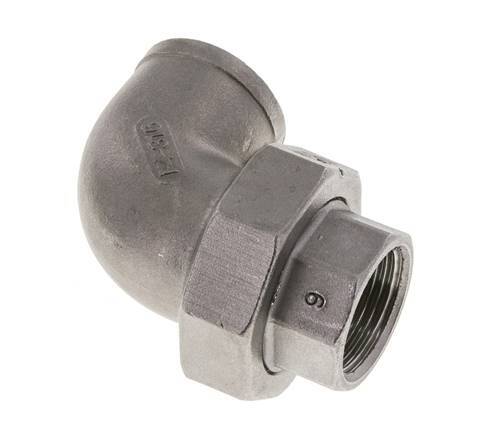 Raccord union coudé 90deg Rp3/4'' femelle Acier inoxydable Joint plat PTFE 16bar (224.8psi)