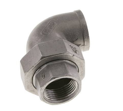 90deg Angled Union Connector Rp3/4'' Female Stainless Steel Flat Seal PTFE 16bar (224.8psi)