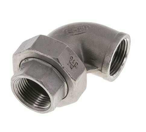 Raccord union coudé 90deg Rp3/4'' femelle Acier inoxydable Joint plat PTFE 16bar (224.8psi)