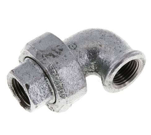 90deg Angled Union Connector Rp1/2'' Female Cast Iron Flat Seal Centellen 25bar (351.25psi)