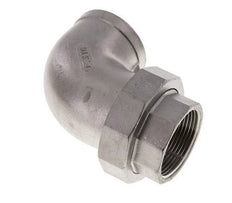 90deg Angled Union Connector Rp1 1/2'' Female Stainless Steel Flat Seal PTFE 16bar (224.8psi)