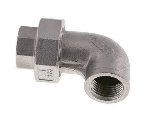 90deg Angled Union Connector Rp1/2'' Female Stainless Steel Flat Seal PTFE 16bar (224.8psi)