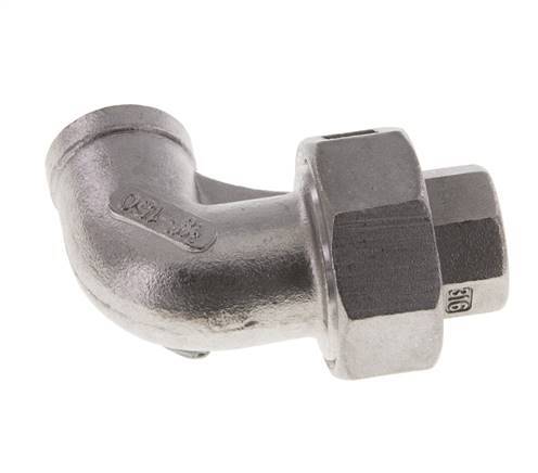 90deg Angled Union Connector Rp3/8'' Female Stainless Steel Flat Seal PTFE 16bar (224.8psi)