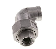 Raccord union coudé 90deg Rp3/8'' femelle Acier inoxydable Joint plat PTFE 16bar (224.8psi)