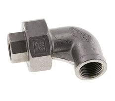 Raccord union coudé 90deg Rp3/8'' femelle Acier inoxydable Joint plat PTFE 16bar (224.8psi)