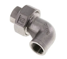 Raccord union coudé 90deg Rp3/8'' femelle Acier inoxydable Joint plat PTFE 16bar (224.8psi)