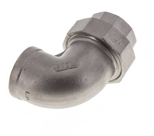 Raccord union coudé 90deg Rp1 1/4'' femelle acier inoxydable joint plat PTFE 16bar (224.8psi)