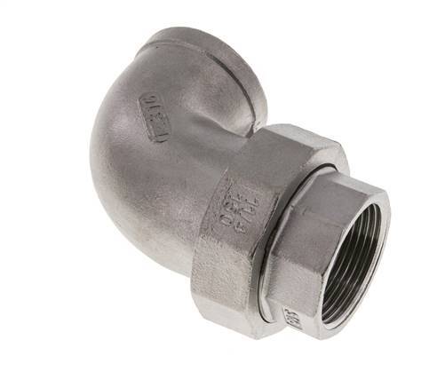 Raccord union coudé 90deg Rp1 1/4'' femelle acier inoxydable joint plat PTFE 16bar (224.8psi)