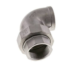 Raccord union coudé 90deg Rp1 1/4'' femelle acier inoxydable joint plat PTFE 16bar (224.8psi)