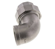 Raccord union coudé 90deg Rp1 1/4'' femelle acier inoxydable joint plat PTFE 16bar (224.8psi)