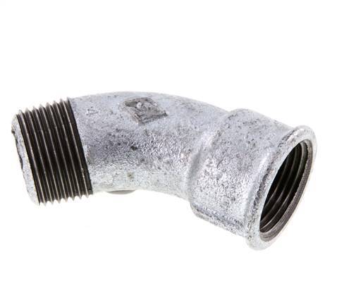 Raccord coudé 45deg R1'' Mâle x Rp1'' Femelle Fonte 25bar (351.25psi)
