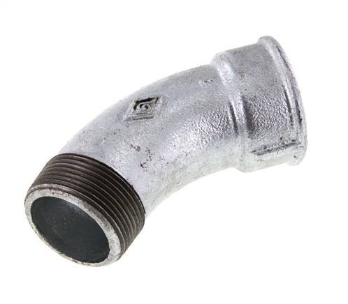 Raccord coudé 45deg R1 1/2'' Mâle x Rp1 1/2'' Femelle Fonte 25bar (351.25psi)