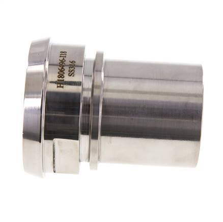 DIN 11851 Sanitary (Dairy) Fitting 86mm Cone x 2 1/2 inch (63 mm) Hose Pillar Stainless Steel Safety Collar