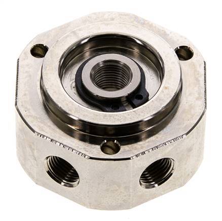 Joint tournant à 6 voies 1/8'' x3/8'' Laiton nickelé FKM 12bar (168.6psi)
