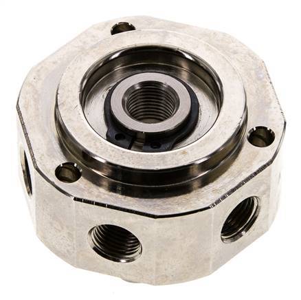 Joint tournant à 6 voies 1/8'' x3/8'' Laiton nickelé FKM 12bar (168.6psi)