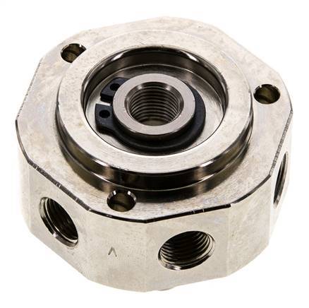 Joint tournant à 6 voies 1/8'' x3/8'' Laiton nickelé FKM 12bar (168.6psi)